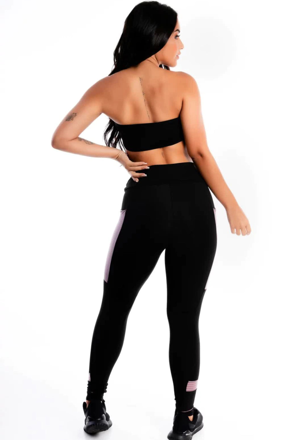 Conjunto Listras Power: Preto e Lilás