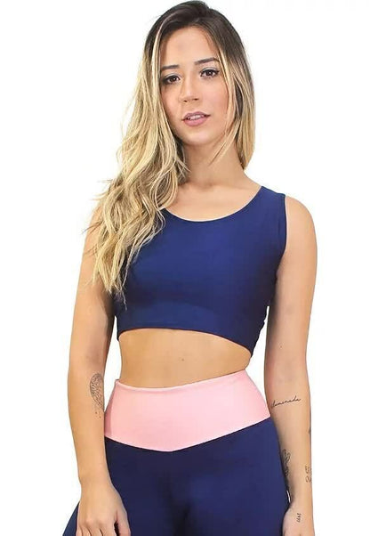 Top Cropped Fitness Azul-Marinho