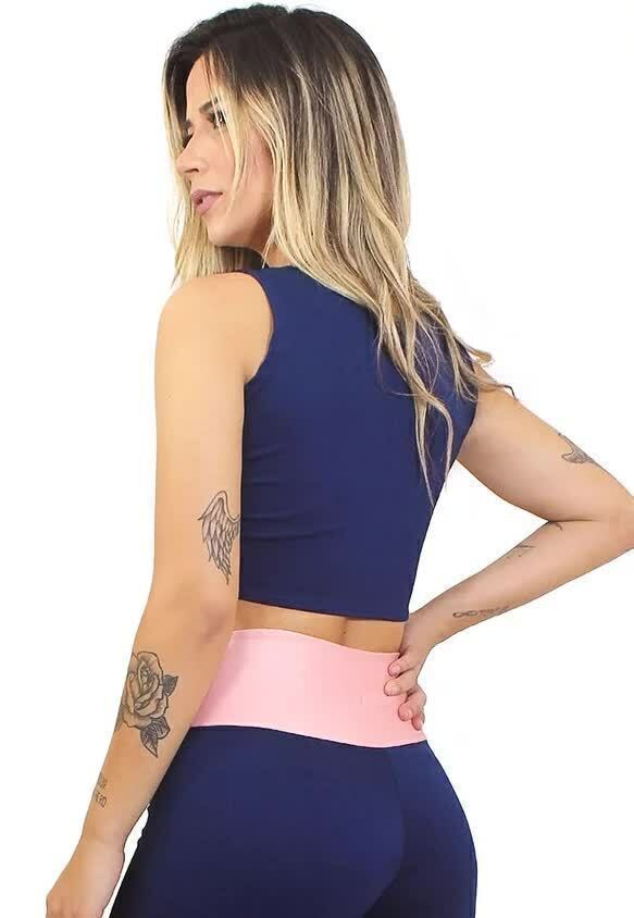 Top Cropped Fitness Azul-Marinho