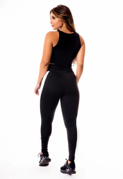 Conjunto Tricolor Athleisure: Preto, Verde Militar e Branco