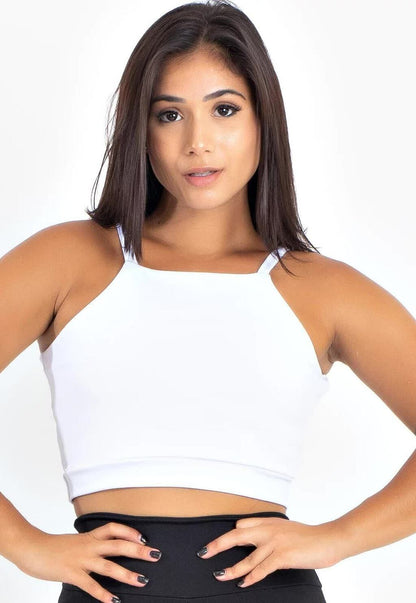 Top Cropped Branco Decote Quadrado