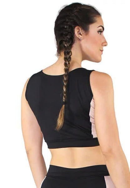 Top Cropped Preto e Nude Color Block