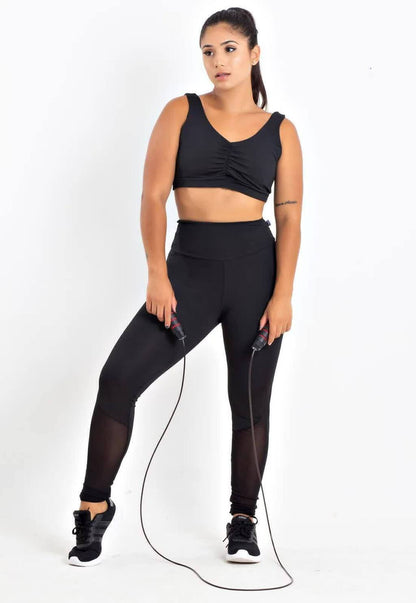 Conjunto Essencial All Black: Legging Zero Transparência e Top Básico