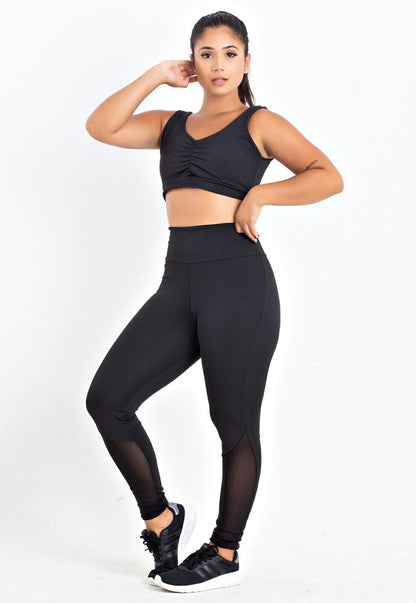 Conjunto Essencial All Black: Legging Zero Transparência e Top Básico