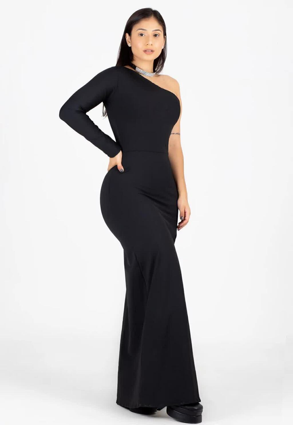 Vestido Longo Gala One Shoulder - Elegância e Mistério em Cada Detalhe