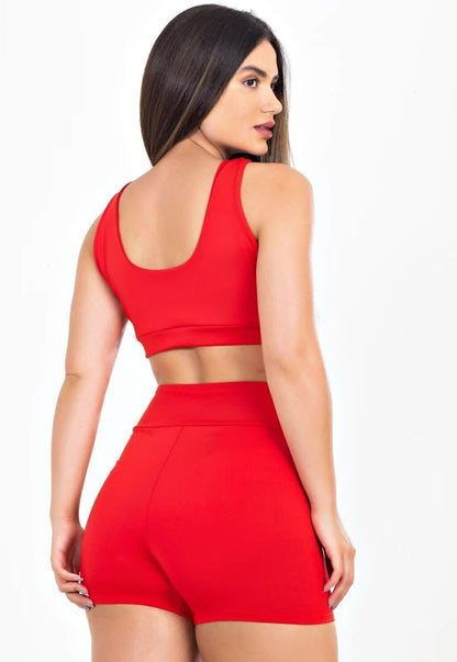 Conjunto Esportivo Monocromático Vermelho Vibrante
