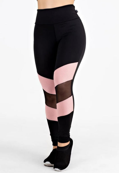 Legging Com Detalhe Rosa em Tela