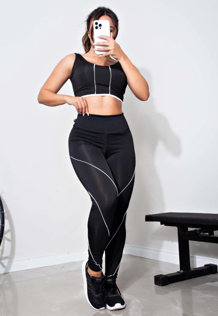 Conjunto Fitness Black Stripes