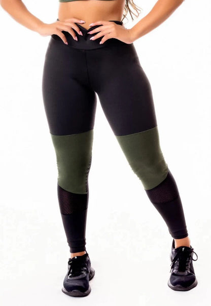 Legging Color Block Militar com Tela